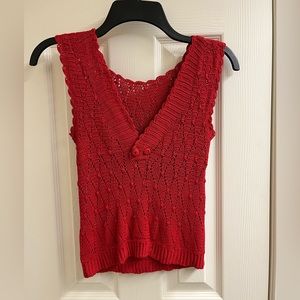 Vintage 80’s spring red knit reversible sweater vest Talbots petite